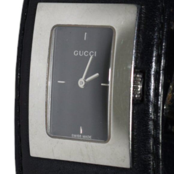 GUCCI Black Dial Black Leather Strap Quartz Women's Watch 7800L. - Picture 2 of 7